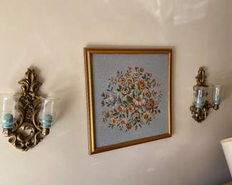 Dozens of needlepoint items.