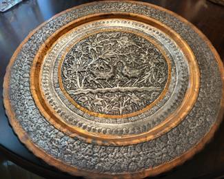 Very nice antique hammered and etched persian copper tray