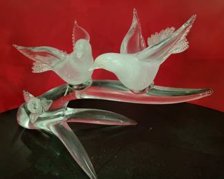 Murano art glass birds (chipped) 
