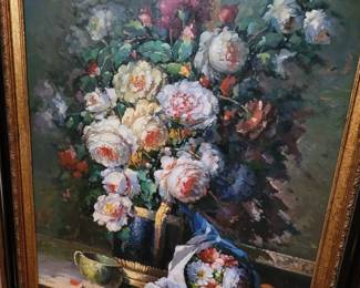Very nice large antique oil painting.