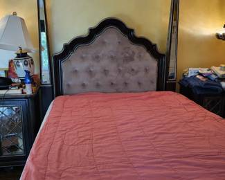 Tempur pedic bed with mirrored frame by American Drew