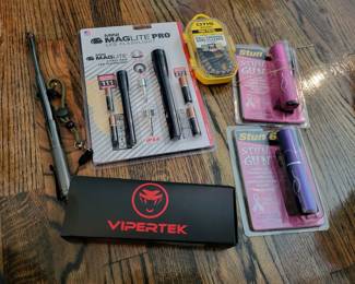 Viper stun gun and other home defense items.