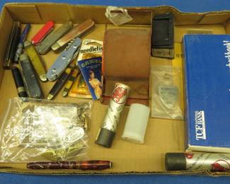 Lot 89. Knives, BB's, an 8K gold Miniature Indian Head $5 gold piece, and more