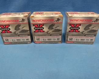 Lot 226. Three boxes of Winchester Super X 12gauge.&nbsp; 3 1/2"&nbsp; steel magnum.&nbsp; BB shot.&nbsp; 75 total rounds.
