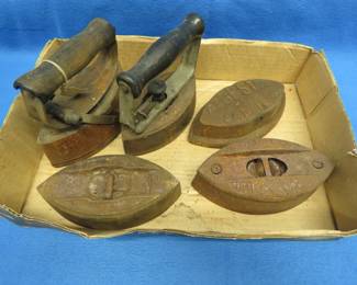 Lot 58. Vintage Sadirons and Handles