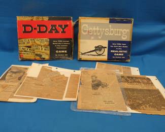 Lot 43. 1958 Gettysburg game, 1961 D-Day game, and old newspaper clippings
