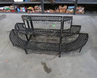 Lot 5. Three-piece metal plant stand. 76" W x 24"H x 24"D