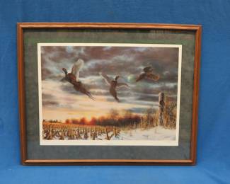 Lot 231. 35" x 28" framed and matted Pheasant print