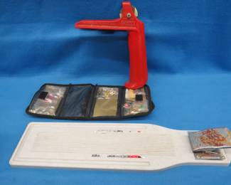 Lot 195. Fish cleaning board, fishing tackle, and an anchor holder