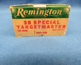 Lot 109. Remington 38 Special Targetmaster 148 grain wadcutters.&nbsp; Full box of 50 rounds.