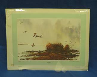 Lot 221. 34 x 26" matted duck print, "Spring Haven"