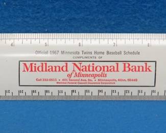 Lot 308. 1967 Minnesota Twins themed advertising ruler