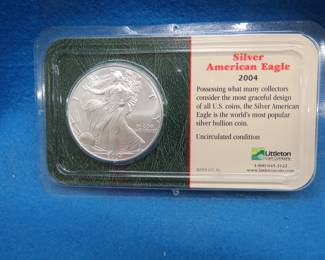 Lot 142. 2004 Silver Eagle.&nbsp; 31.10 grams of 99.9% silver.