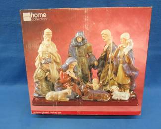 Lot 197. Artisan glazed Nativity set in excellent condition