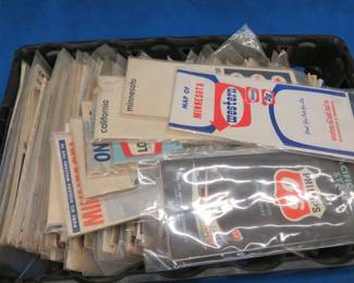 Lot 291. Old gas station maps, many of them are still in the plastic sleeve