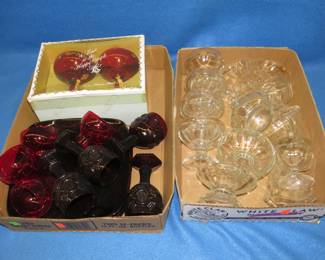 Lot 339. Clear and red glassware