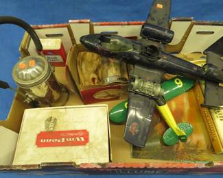 Lot 81. Vintage Lewis Lead Remover gun cleaning kit, die-cast plane, and more