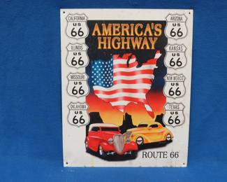 Lot 233. 13 x 16" metal Route 66 metal sign from 1995
