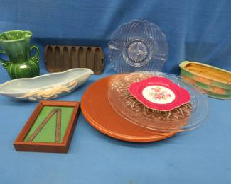 Lot 186. Serving platters,&nbsp; Stanley folding rule,&nbsp; Weller planter, and more