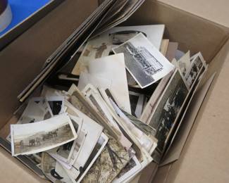 Lot 320. Vintage photographs and a bean pot with no lid