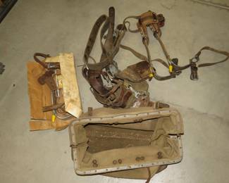 Lot 333. Lineman climbing equipment in a Bell System canvas bag