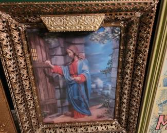 Vintage Jesus Christ 21.25" X 17.25” Light Up Picture Metal Frame Jentacular