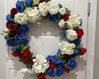 red, white, blue wreath