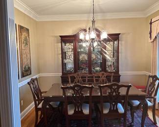 Incredibly gorgeous MAHOGANY china cabinet and dining table. Perhaps a once in a lifetime chance to own or gift a set as beautiful with  high-quality craftsmanship as this. Truly the best set we’ve had in an estate sales in many years. 