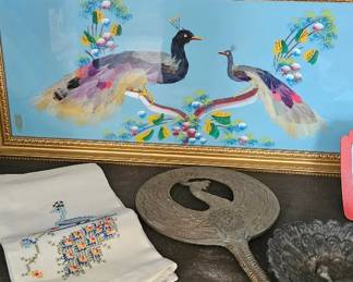 Peacock painted tray