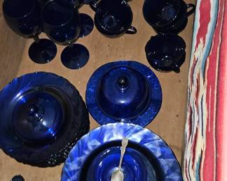 Collection of blue glass