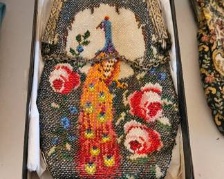 Peacock beaded purse