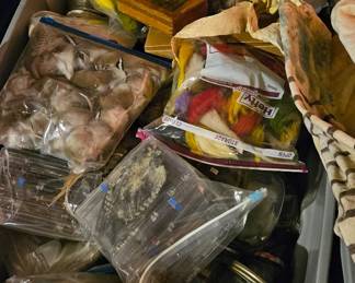 Tote of sly fish feathers