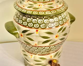 $40 - NEW Green Temptations Tara Old World Yellow 1.5 Gallon Beverage Drink Dispenser - 14" H