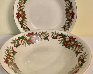 $20 each - 2 AMC Christmas Bounty Serving bowls - each 9.25" diam, 2.25" deep