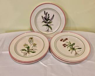 $40 set - PRIMULA Decorata A Mano Botanical Flower plates - each 8.25" diam