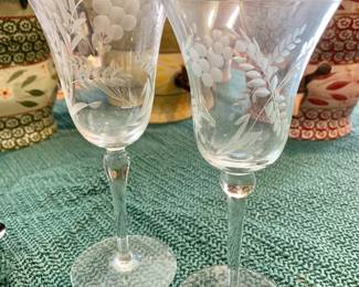 Etched water glass ($6 each) and wine glass ($5 each) 