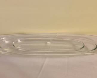 $50 - 3 Italian glass oval trays LUIGI BORMIOLI Light and music series - largest 19.5" L, 6.25" W