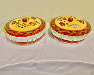 $20 each - Temp-tations presentable ovenware by Tara Round dish, with lid cherry handle - each 5" H, 10.5" diam