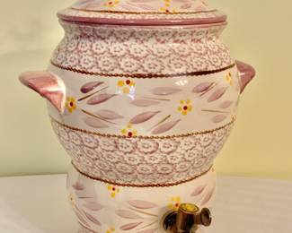 $40 - NEW Rose Temptations Tara Old World Yellow 1.5 Gallon Beverage Drink Dispenser - 14" H