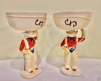 $30 - Set of Storyteller Arts Ceramic Cowgirl Margarita Glasses - each 9.75" H, 5.75" diam