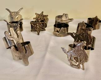 $12 - 2 available - Set of 6 cowboy themed napkin rings  