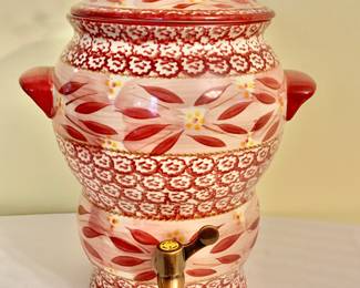 $40 - NEW Cranberry  Temptations Tara Old World Yellow 1.5 Gallon Beverage Drink Dispenser - 14" H