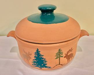 $30 - High Spirits terracotta casserole - 7" H, 8" diam