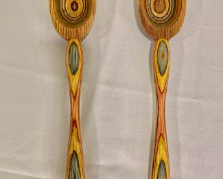 $10 each - Rainbow Wood Boho Colorful Grain 9 Inch Spoons