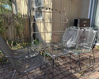 Wrought iron outdoor furniture, display rack