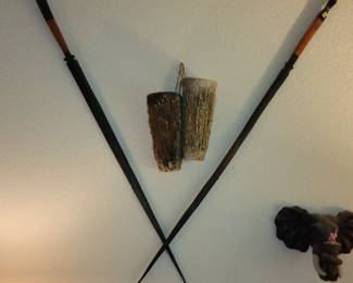 Kenyan tribal walking sticks  and dundun drums