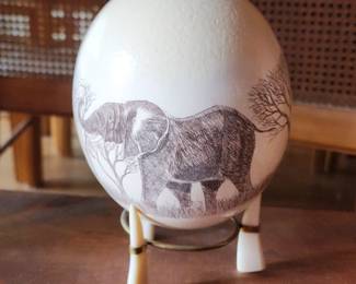 Carved ostrich egg
