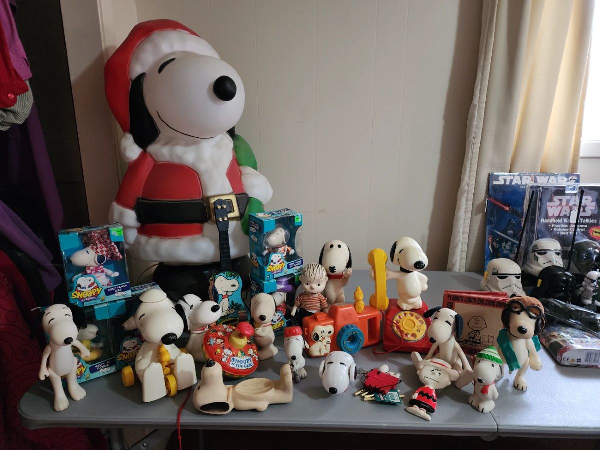 A large collection of Snoopy collectible toys!!!  More added since picture was taken.