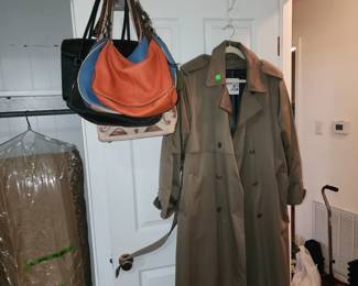 Purses and lady's all weather coat