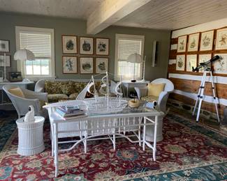 Wicker Sun Room~ Telescope~ Staffordshire dogs~James Lockhart Series of  birds and mammals 26  signed prints in total